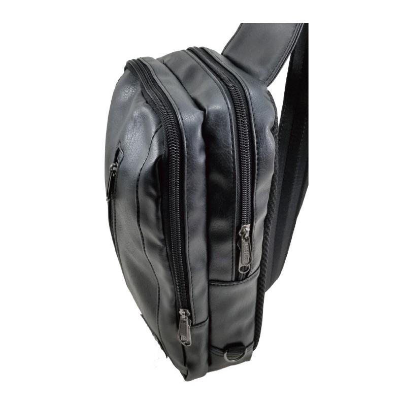 ボディバッグ 合皮 P.U LEATHERメンズ 普段使い お出かけ アウトドア