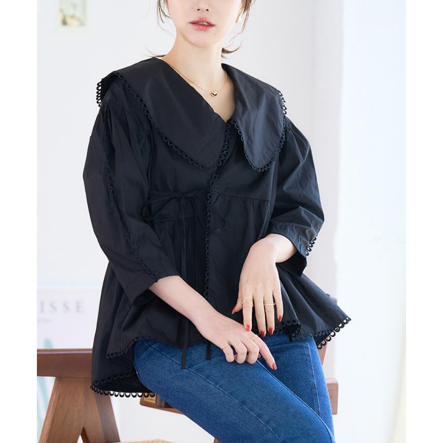 フリル襟ブラウス 40代 フリル襟 ボリューム 袖 ブラウス ビッグカラー