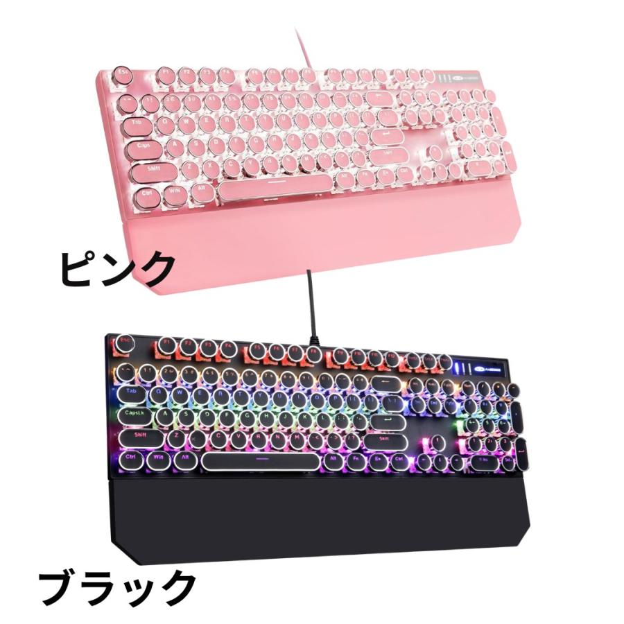 MageGee タイプライター メカニカルゲーミングキーボード青軸 ラウンド