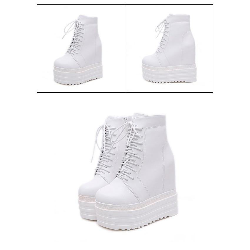 ヒール13cm インヒール6cm 厚底ブーツ レースアップ サイドジップ