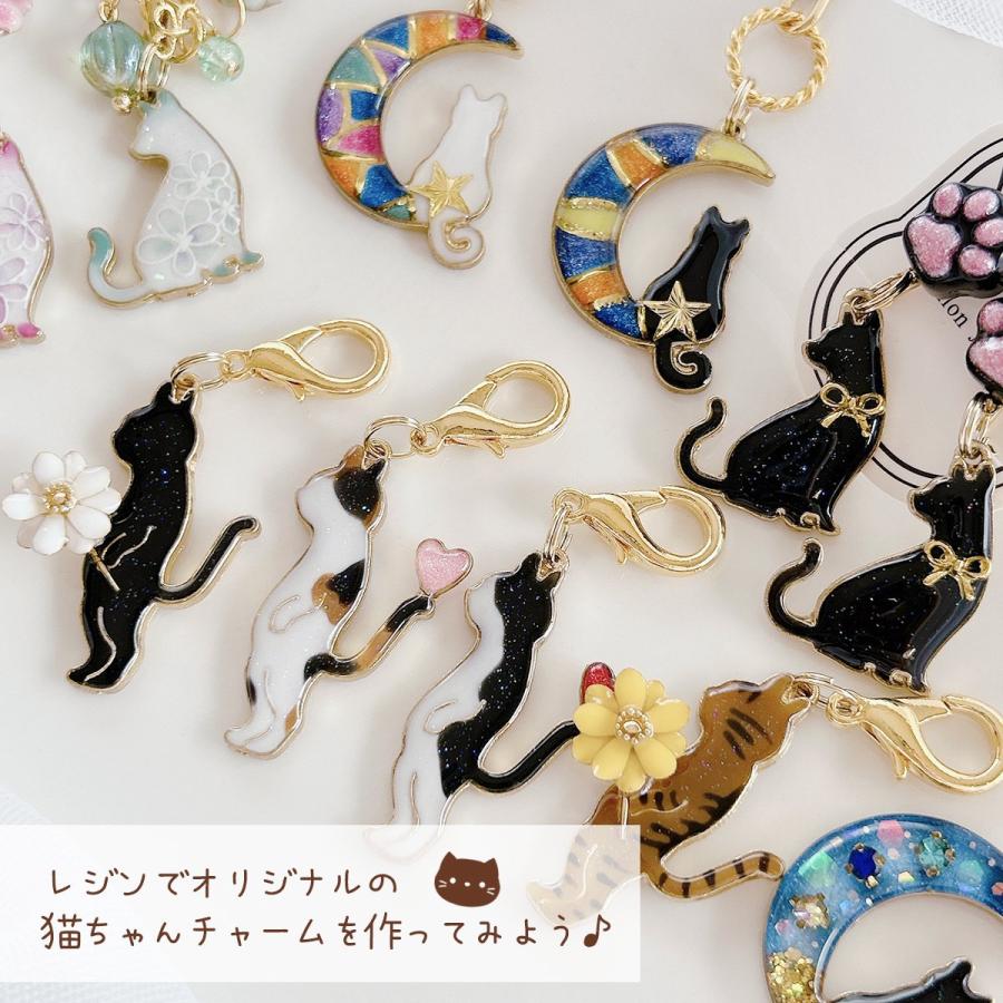 セッティング台 猫のチャーム デコ土台 レジン土台 きれいめゴールド