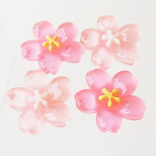 桜 貼付けパーツ ピンク ラメ 2色10個 さくら サクラ プラスチック