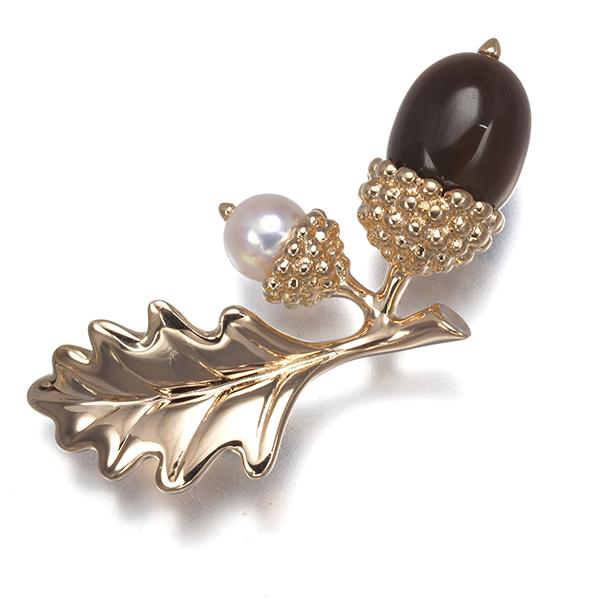 MIKIMOTO（ミキモト） ブローチ タイガーアイ ベビーパール 真珠 5.0mm