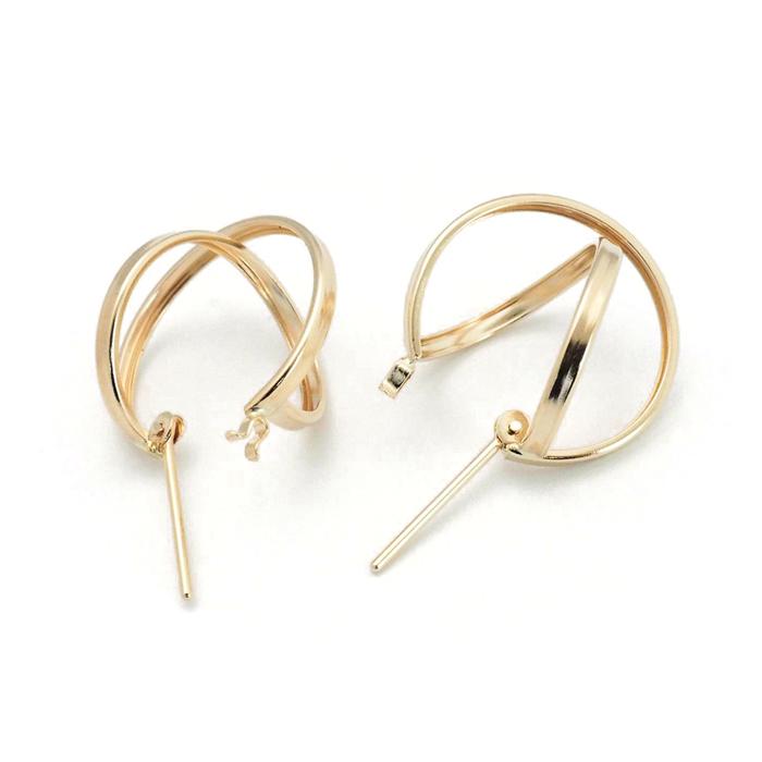 ピアス フープ k10 地金 10金 10k 2重フープピアス クロッシング