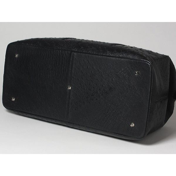 本革 オーストリッチ ボストンバッグ 旅行用バッグ ブラック 機内