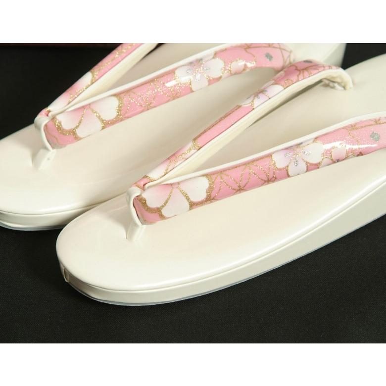 草履バッグセット 振袖 訪問着 ピンク白ぼかし 雪輪 桜柄 一枚芯