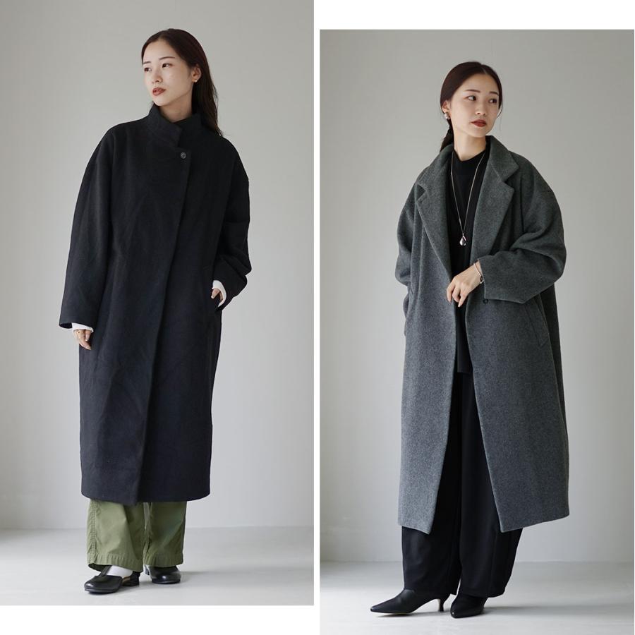 mizuiroind（ミズイロインド） ウールブレンド スタンドカラー コート