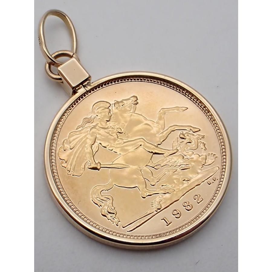 916 K22 ハーフソブリン金貨 ペンダントトップ K18枠 1982年銘