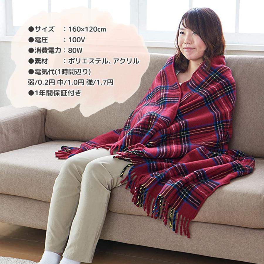 椙山紡織 電気ひざ掛け 洗える 大きめ 電気毛布 おしゃれ SB20HW01
