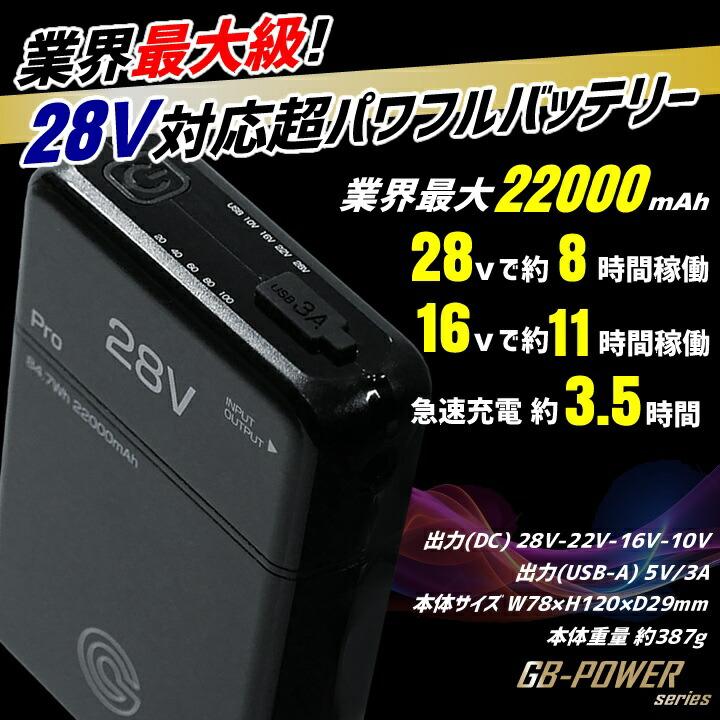 即日発送 空調服用 28V専用 ファン＆バッテリーセット GB-POWER GB428