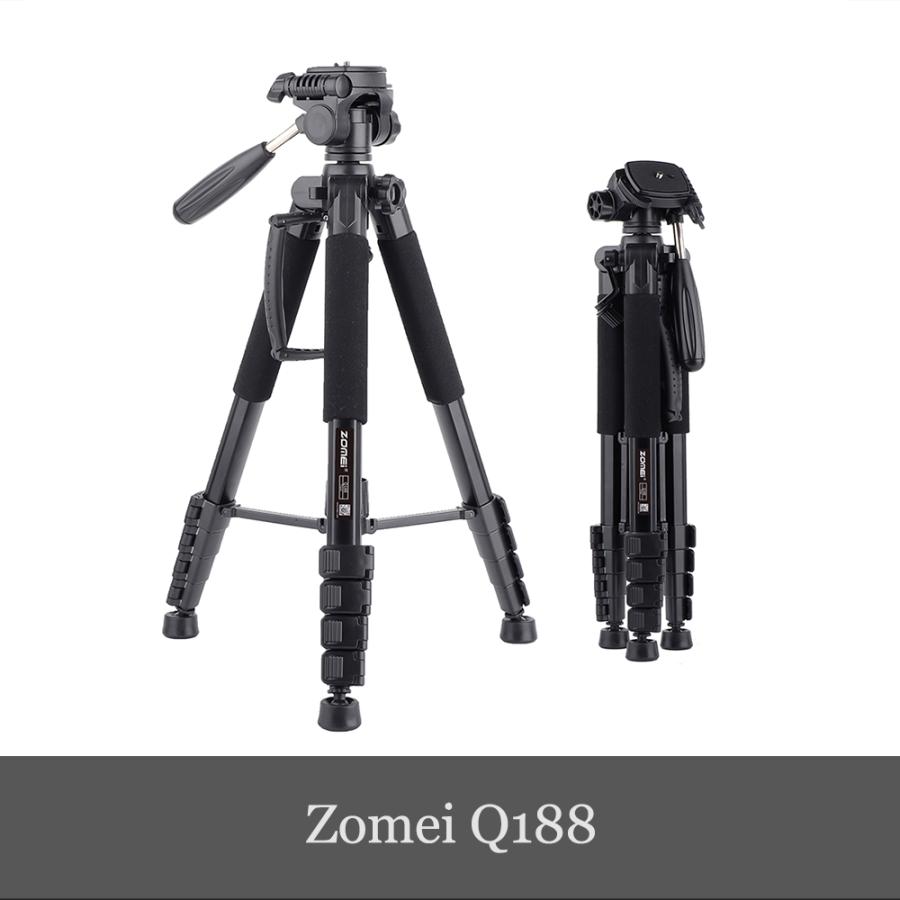 ZOMEi Q188 黒 三脚 高耐久三脚スタンド、プロレベルビデオ三脚