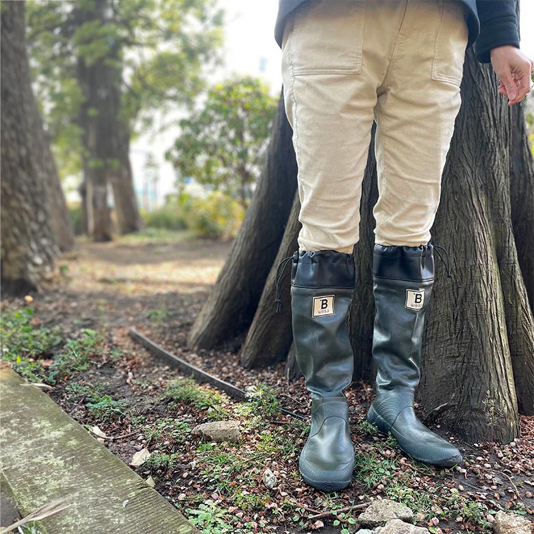 日本野鳥の会 バードウォッチング長靴 レインブーツ ブラウン/グレー