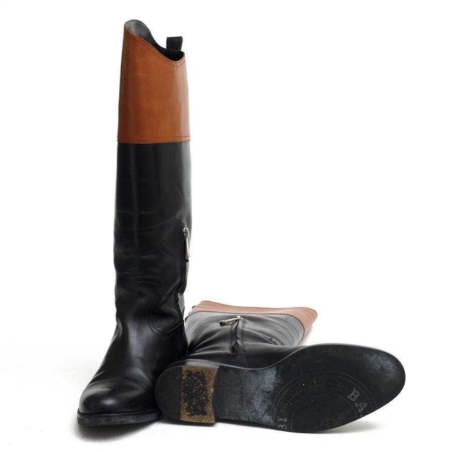 Bally（バリー） ロングブーツ SAMIR 牛革 カーフ ロゴ刻印 乗馬ブーツ