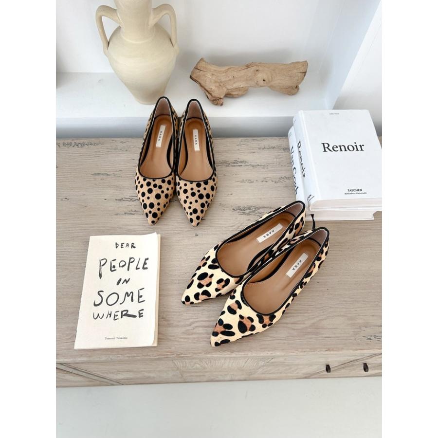 バレエシューズ パンプス ポインテッドトゥ カーフレザー フラット