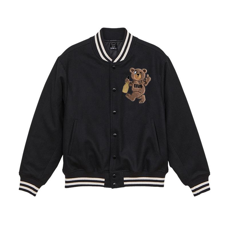 タトゥーくま刺繍 Dロゴ刺繍 選べる メルトン スタジアム ジャケット