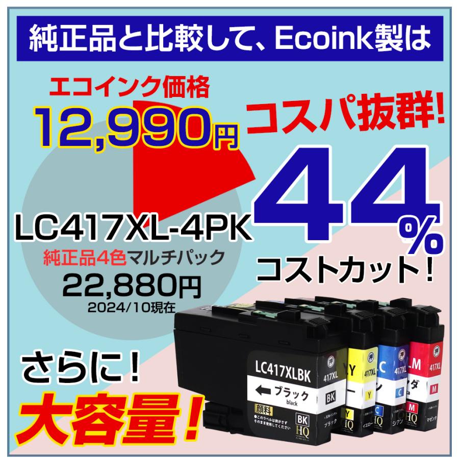 エコインク LC417XL-4PK 4色セット 全色顔料 互換品 ブラザー用