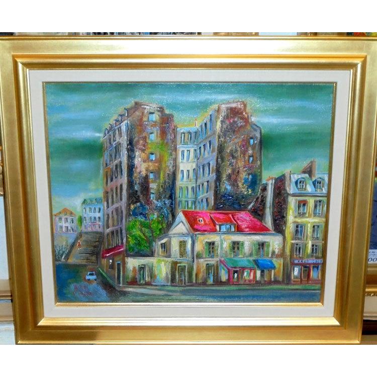 フランス風景絵画 油絵 小澤勇寿郎 作 パリの街 8号サイズ インテリア