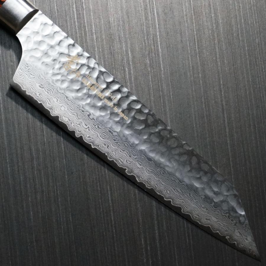 堺孝行 包丁 剣型牛刀 190mm 33層ダマスカス V金10号 ステンレス 槌目