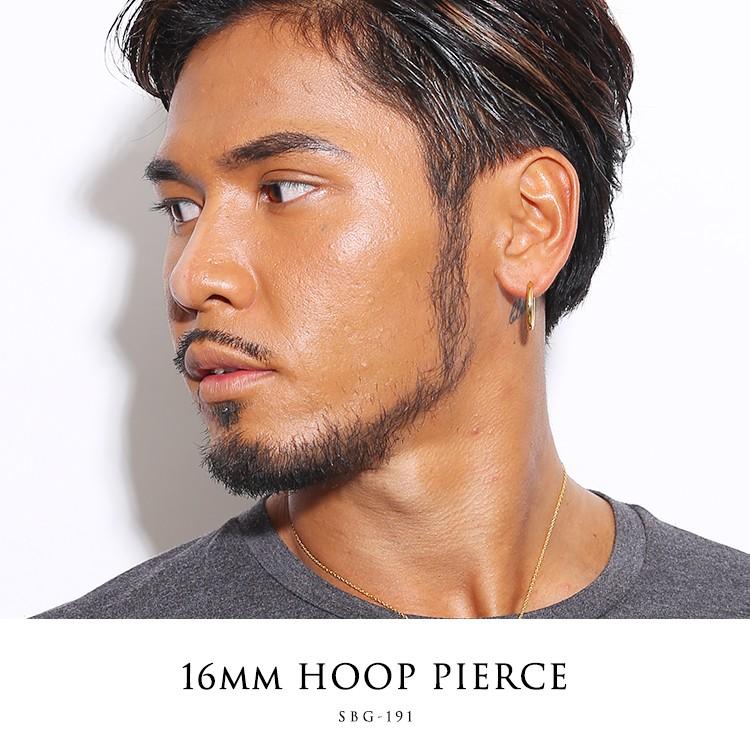 人気 メンズ レディース SBG ゴールド ステンレス フープ ピアス 16mm