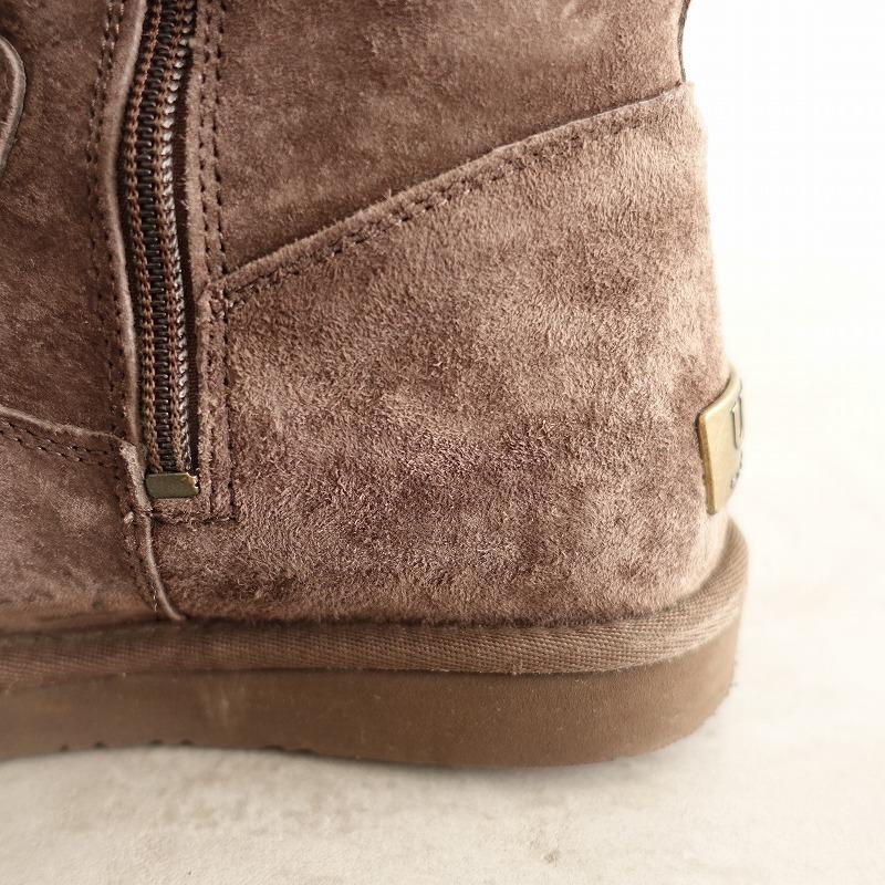 アグ UGG *サイドジップムートンブーツ 37/23*ダークブラウンレザー