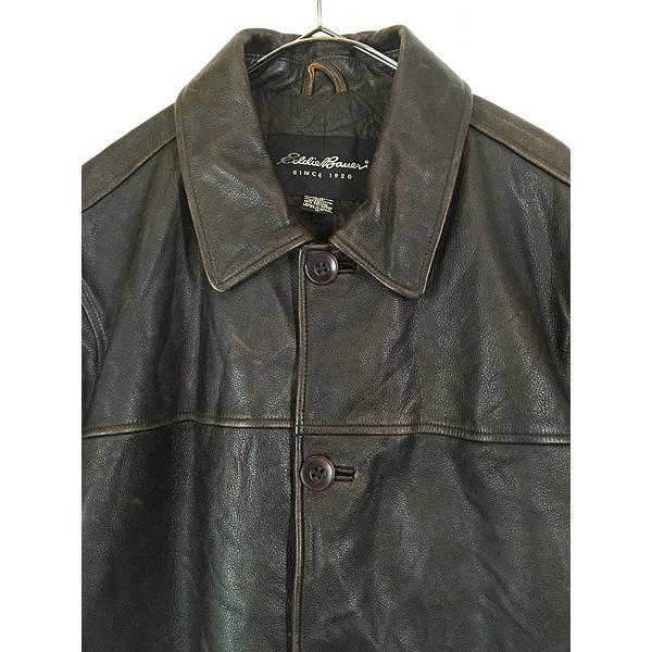 希少 黒タグ Eddie Bauer ウールコート 襟レザー 希少 黒タグ Eddie