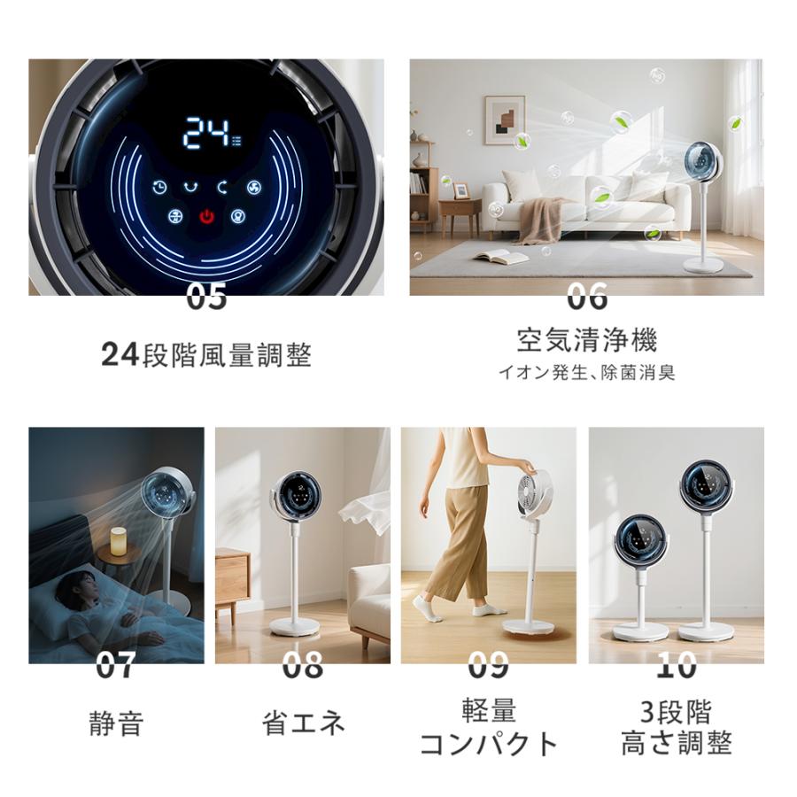 サーキュレーター【2025新型＆AI自動】dcモーター 静音 360°上下左右