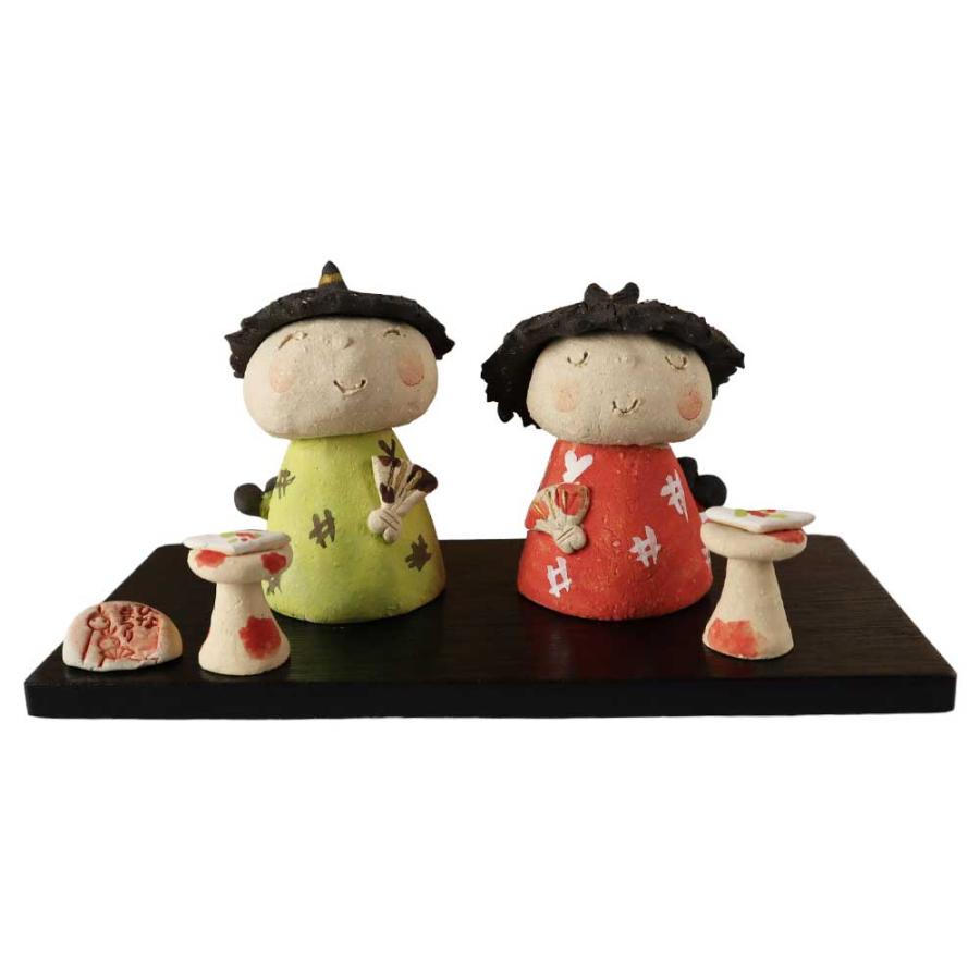 雛人形 コンパクト 陶器 小さい 可愛い ひな人形/ 濱田ひろこ作 わらべ