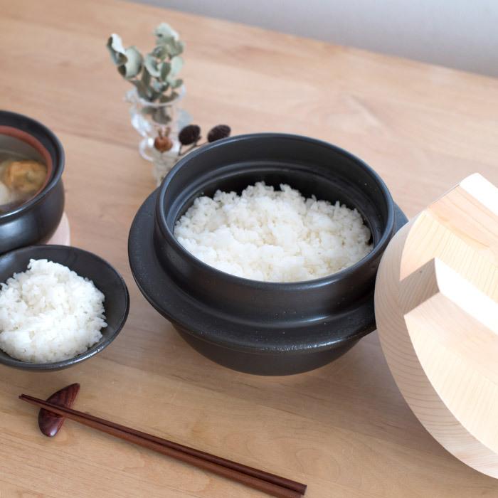 日常茶飯器 羽釜 3合ごはん鍋(内蓋付） 炊飯 土鍋 0100-0001 日本製