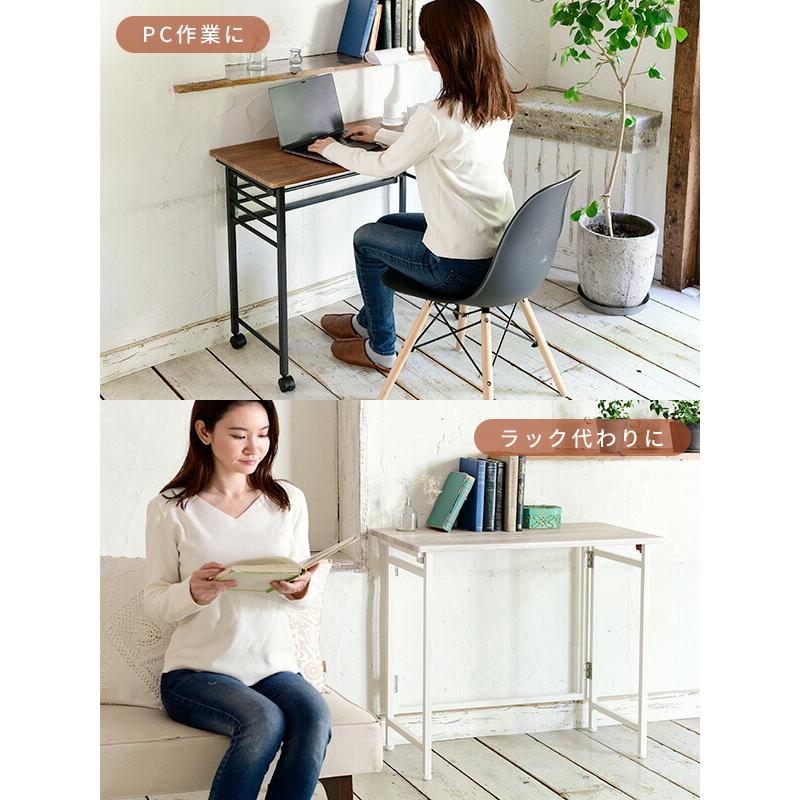 山善（YAMAZEN） 折りたたみテーブル 完成品 幅80 奥行40 高さ70 cm