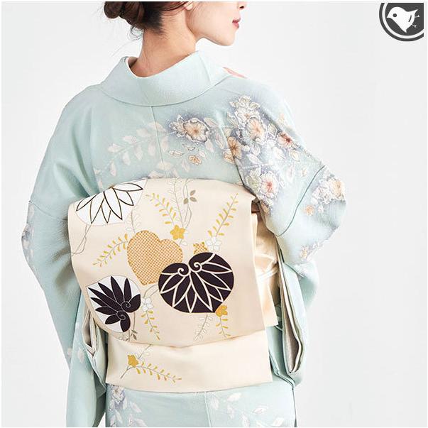 塩瀬帯 老舗京友禅染め屋 絹菱 謹製 葵文様 九寸 名古屋帯 : 帯専門店