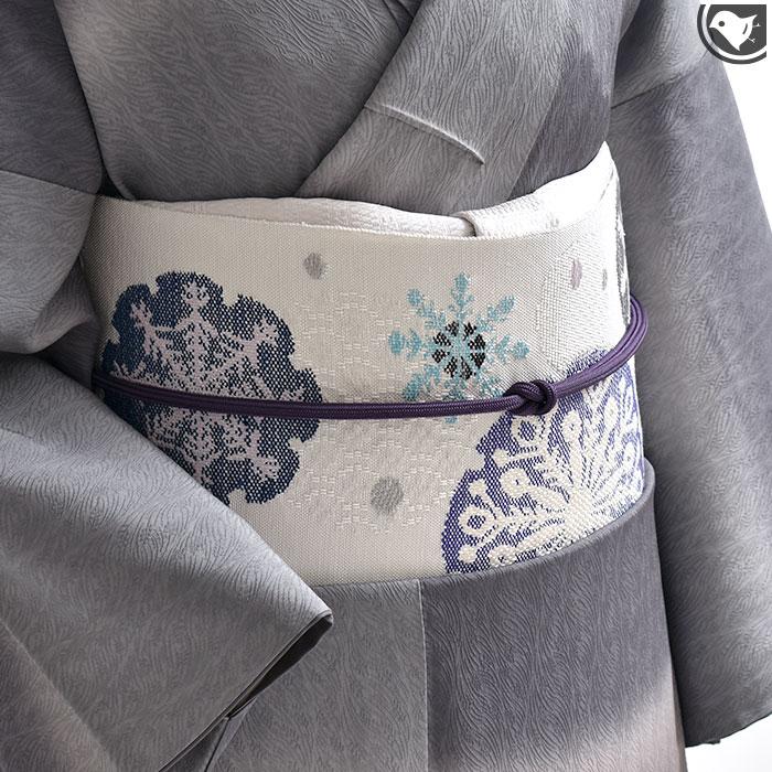 西陣織 帯屋捨松 謹製 “雪文” 八寸 名古屋帯 正絹 日本製 : 帯専門店