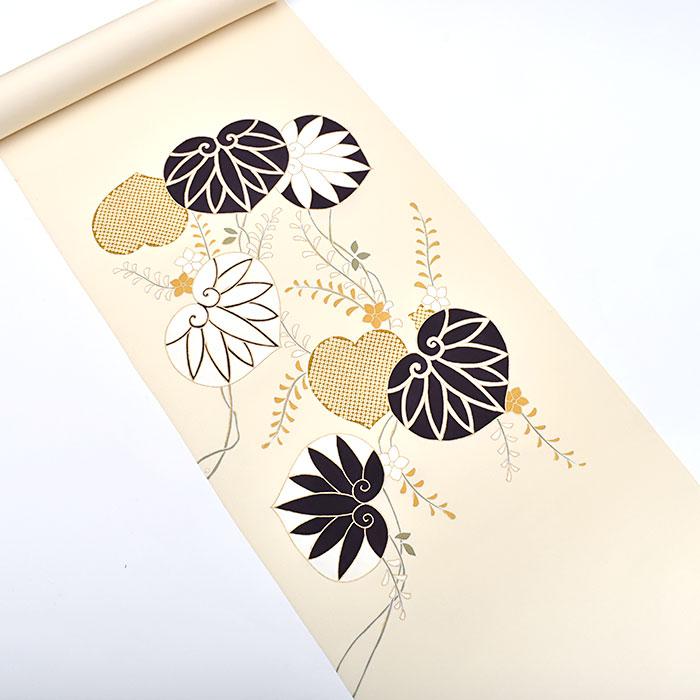 塩瀬帯 老舗京友禅染め屋 絹菱 謹製 葵文様 九寸 名古屋帯 : 帯専門店