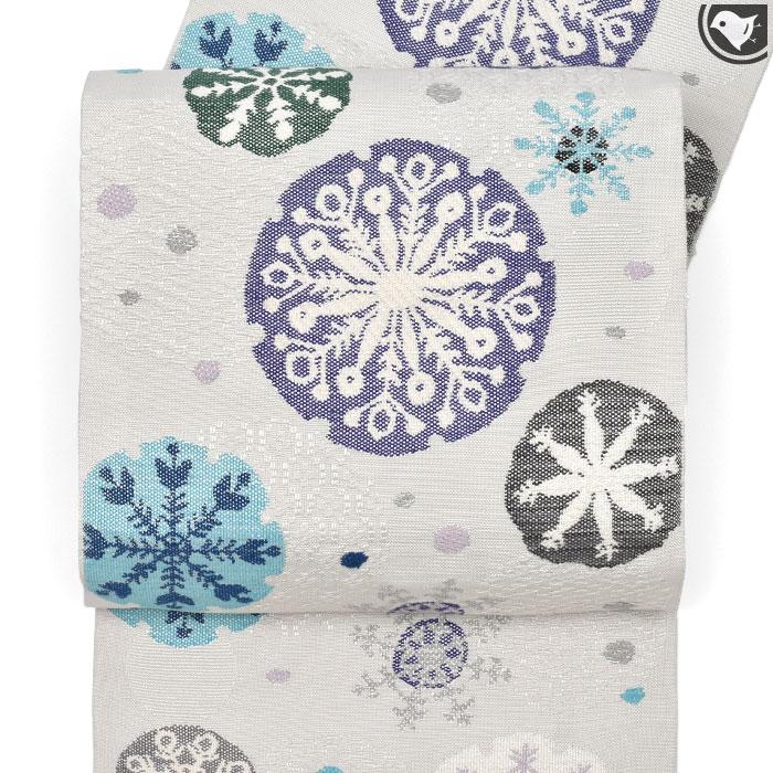 西陣織 帯屋捨松 謹製 “雪文” 八寸 名古屋帯 正絹 日本製 : 帯専門店