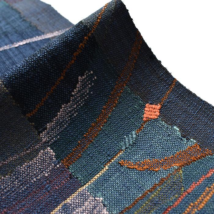 訳あり帯！)西陣織 老舗 渡文 謹製 手織り 真綿紬 八寸 名古屋帯（お