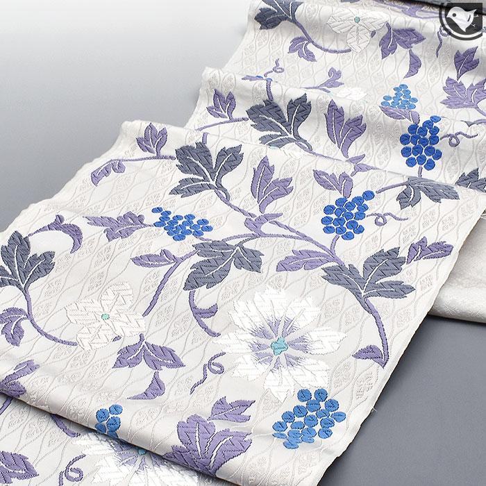 西陣 唐織 老舗 都 謹製 蔦花文様 九寸 名古屋帯 正絹 日本製【帯専門