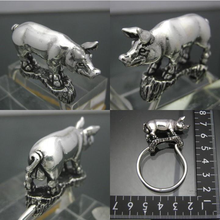 銀の豚、ブタキーリング シルバー925 SV925(キーホルダー、キー