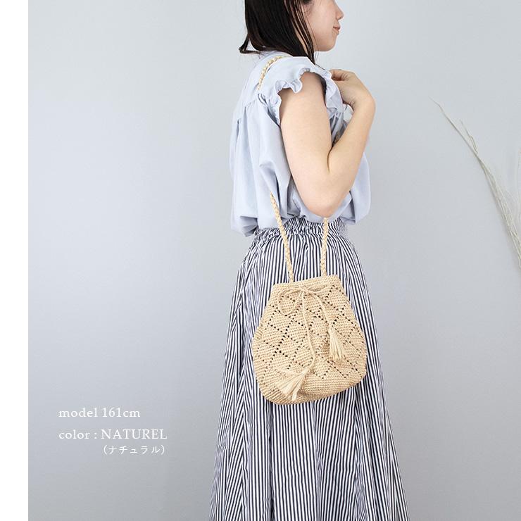 かごバッグ ショルダー 巾着 ブランド レディース ラフィア 斜め掛け