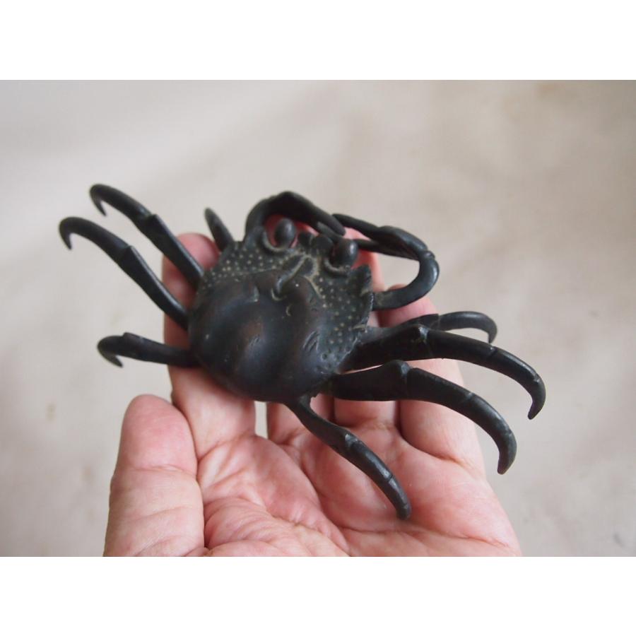 江戸時代 赤銅製蟹蓋置14.5cm 茶道 華道 盆栽 添配 吉祥 縁起物 古