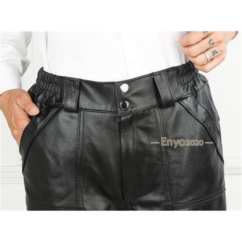 レザーパンツ メンズ 本革 牛革 革パンツ 皮パンツ バイクパンツ ハイ