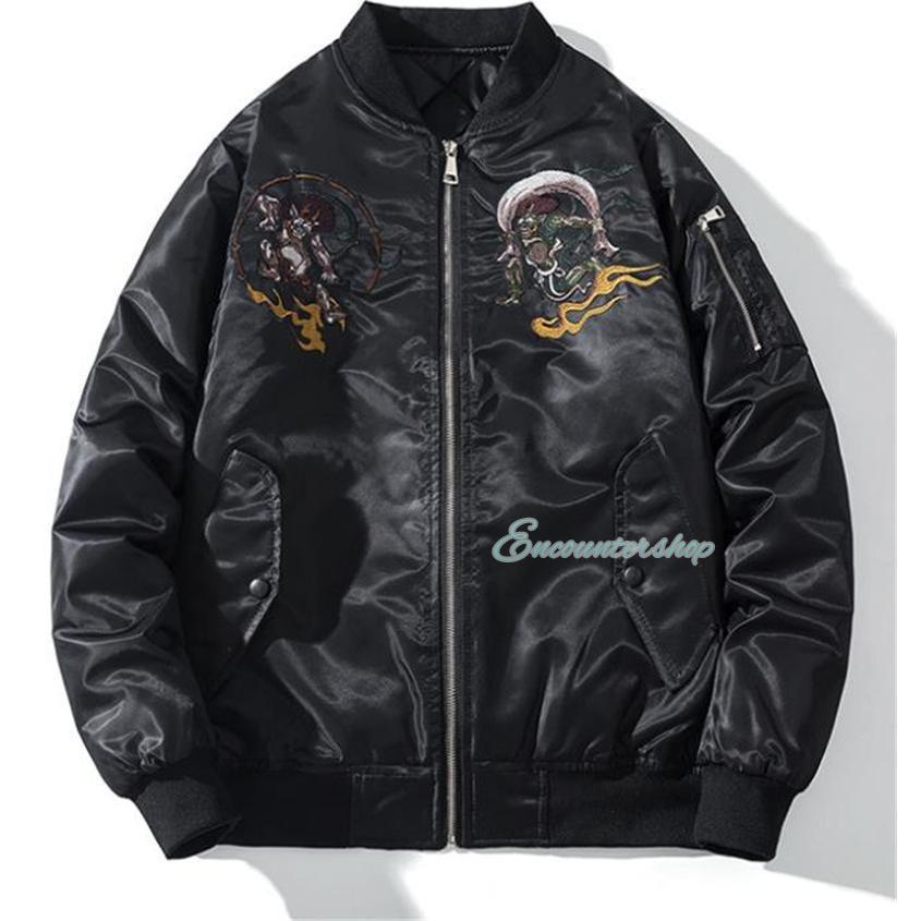 スカジャン メンズ ブルゾン 刺繍 ジャケット 和柄 鬼 龍 竜 アウター