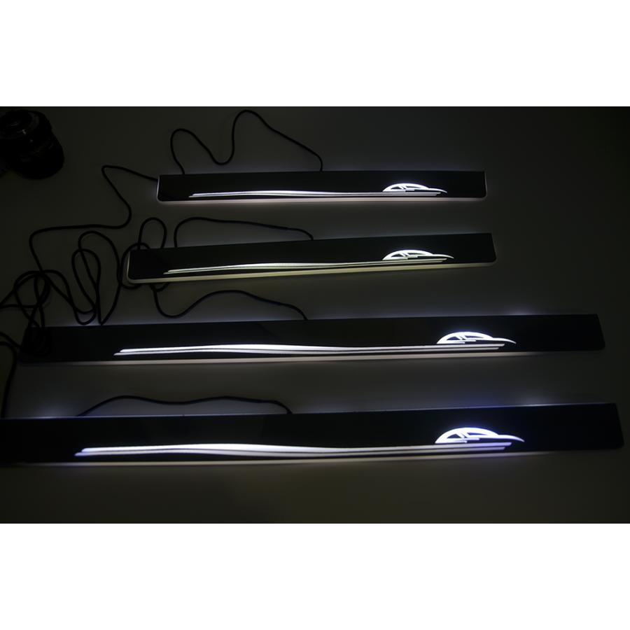 クラウン LED スカッフプレート 青 ブルー点灯 4枚 流れる 210 200 180