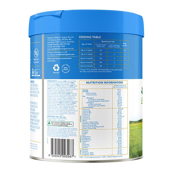 Bellamy's（ベラミーズ）オーガニック Organic 粉ミルク ステップ1（0