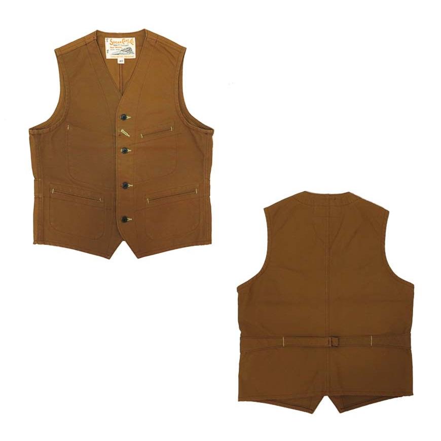 シュガーケーン SUGAR CANE 13oz ブラウンダック ワーク ベスト BROWN