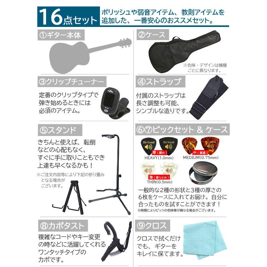 アコースティックギター アコギ レフトハンド 左利き 初心者 入門 16点