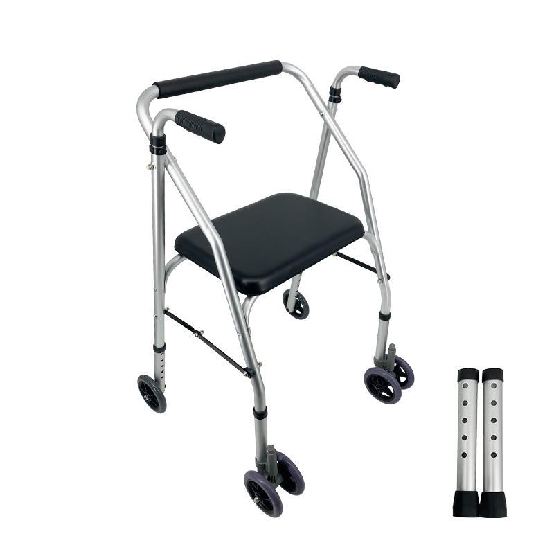 RAKU 歩行器 折り畳み 歩行補助器 前後キャスター付き 座席付き 耐荷重