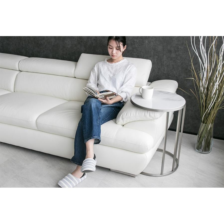 サイドテーブル エンドテーブル おしゃれ 白 大理石調 セラミック