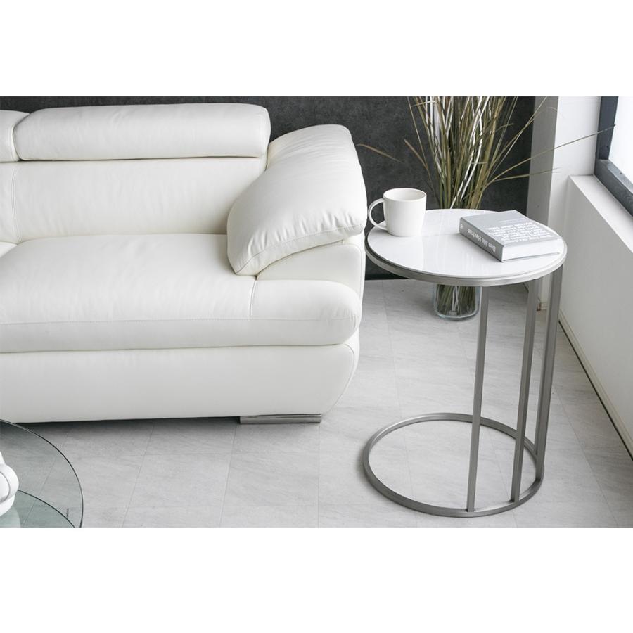 サイドテーブル エンドテーブル おしゃれ 白 大理石調 セラミック