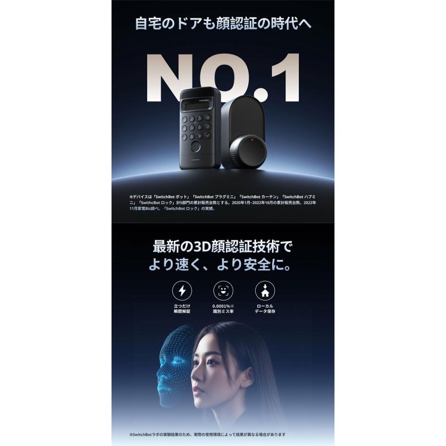 SwitchBot（スイッチボット） ドアロックUltra 顔認証セット ブラック