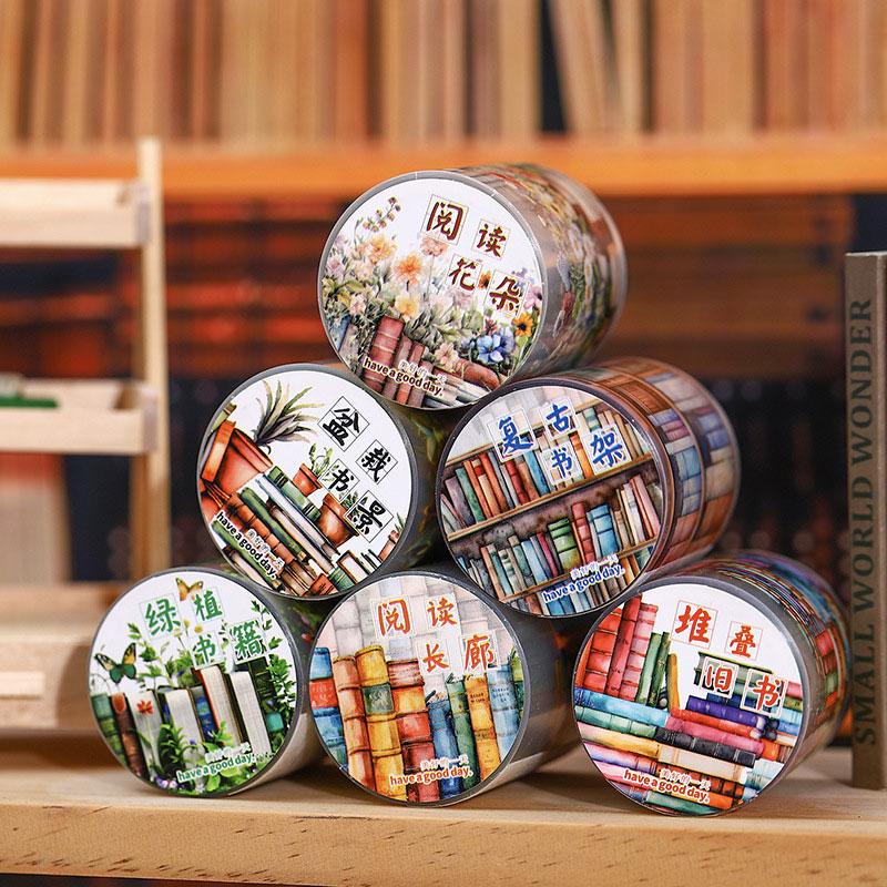 コラージュ 素材 マスキングテープ マステ 装飾 本棚 本 蔵書 図書館