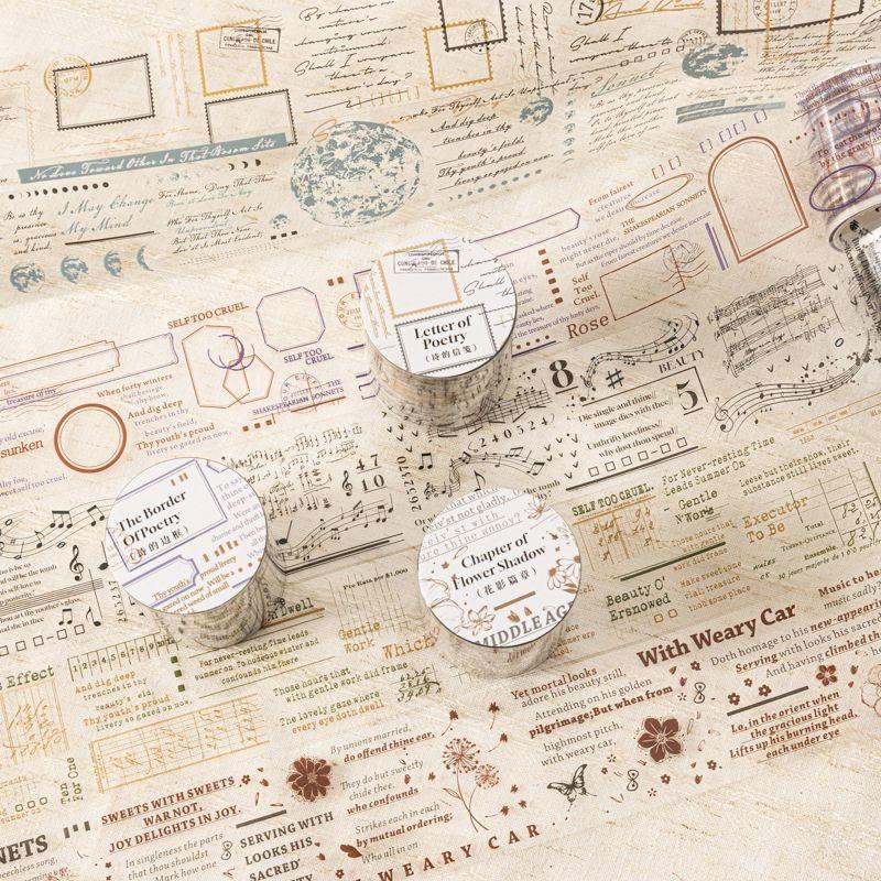 コラージュ 素材 マスキングテープ マステ 楽譜 英字 英語 フレーズ 額